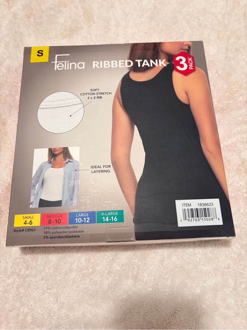 Felina Ribbed Tank 3-Pack in White, Gray, Black + A GIFT ๐ - Picture 2 of 2